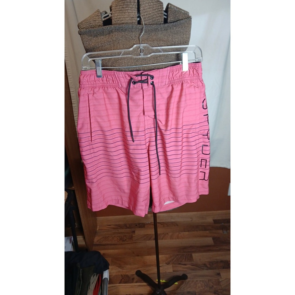 Spyder Swim Mens Pink Striped Board Shorts Trunks Mesh Lined Size Medium